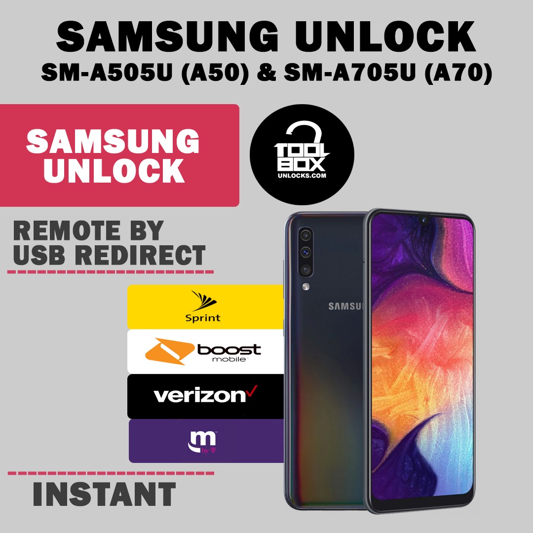 SAMSUNG GALAXY A50/A70 (SPRINT/VERIZON/T-MOBILE/METROPCS) UNLOCK SERVICE