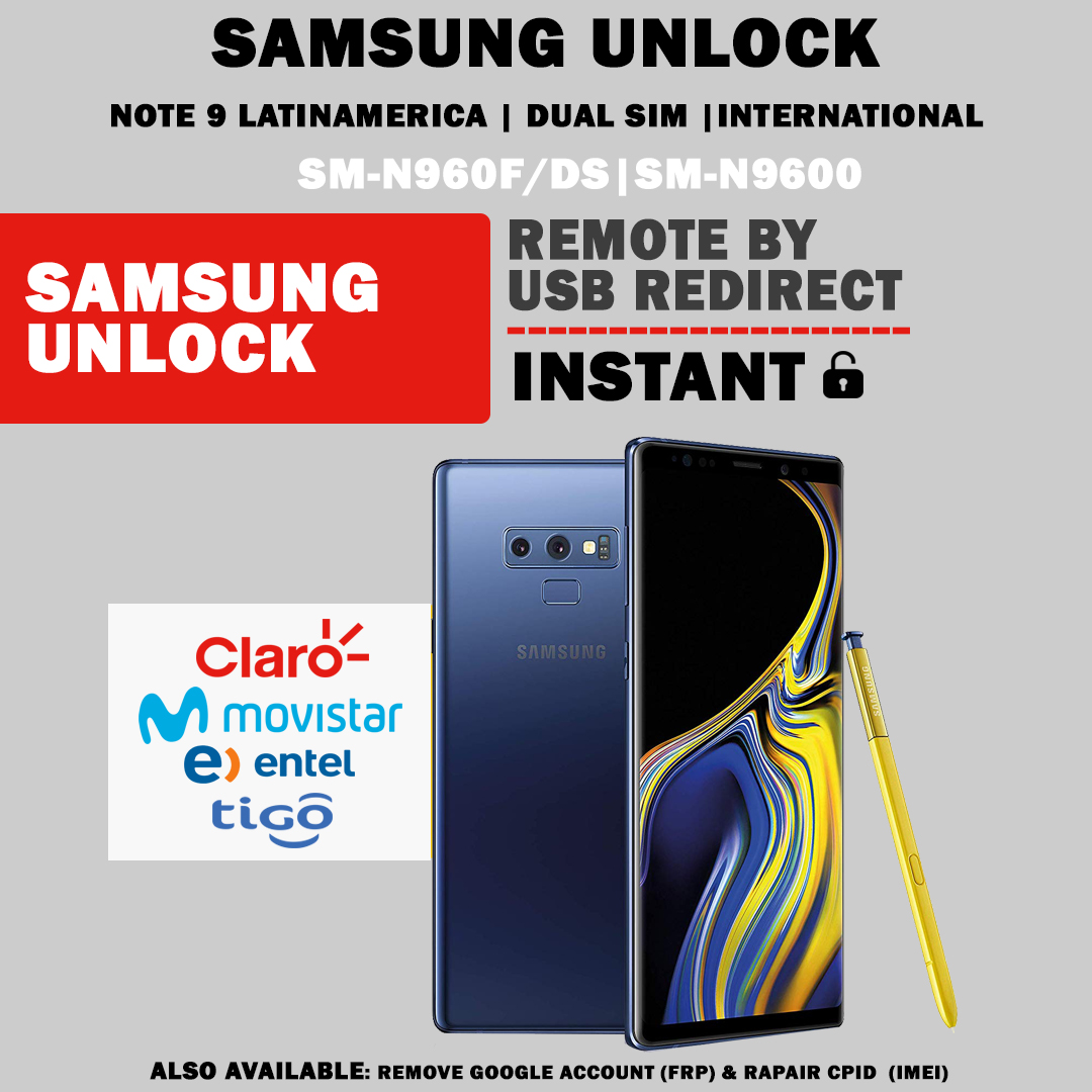 SAMSUNG GALAXY NOTE 9 (AT&T/XFINITY/CLARO) UNLOCK SERVICE