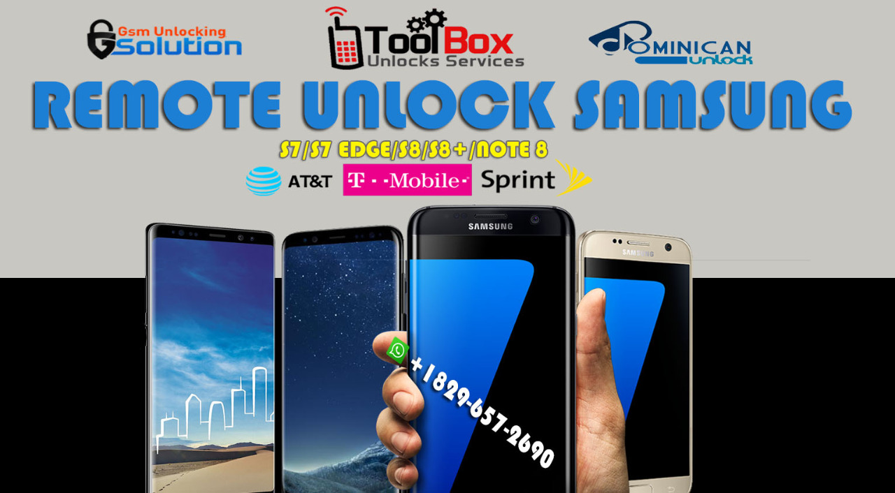 SAMSUNG GALAXY NOTE 8 (AT&T/CRICKET/XFINITY/SPRINT/T-MOBILE/METRO PCS) UNLOCK SERVICE