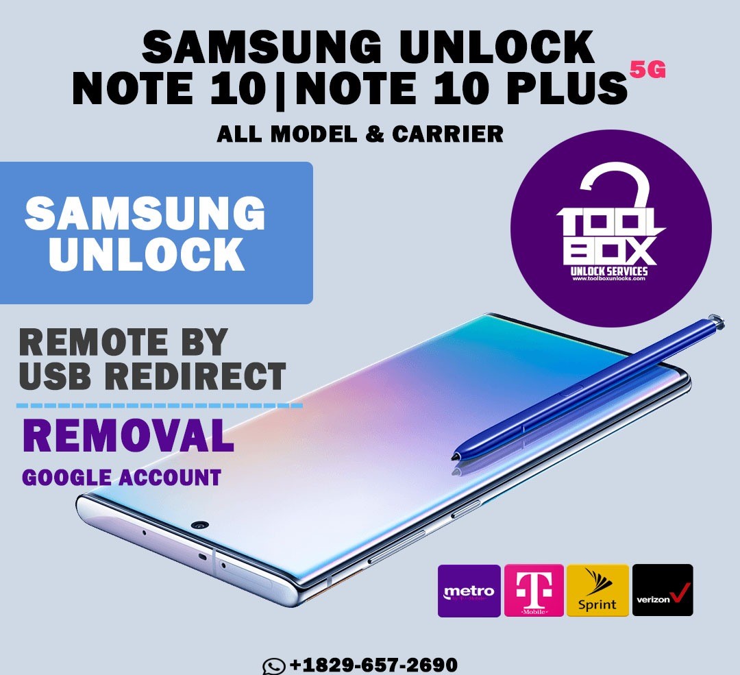 SAMSUNG GALAXY NOTE 10 & NOTE 10+ BIT 2-3 (AT&T/CRICKET/XFINITY/SPECTRUM) UNLOCK SERVICE