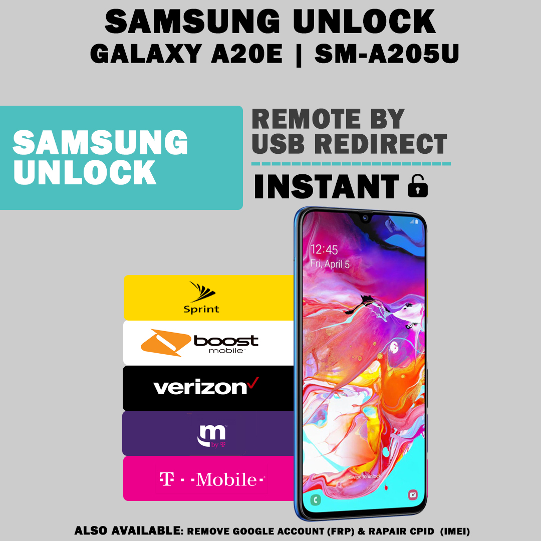 SAMSUNG GALAXY A10/A20 BIT 3-4 (SPRINT/VERIZON/T-MOBILE/METROPCS) UNLOCK SERVICE	